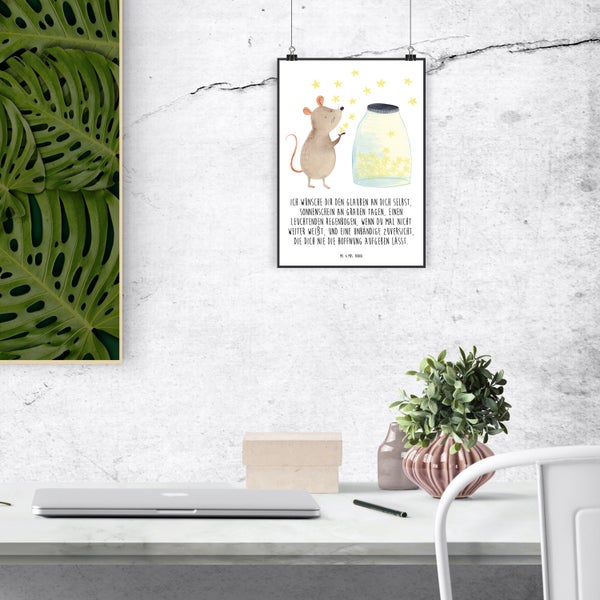 Mr. & Mrs. Panda DIN A4 Poster Maus Sterne - Weiß