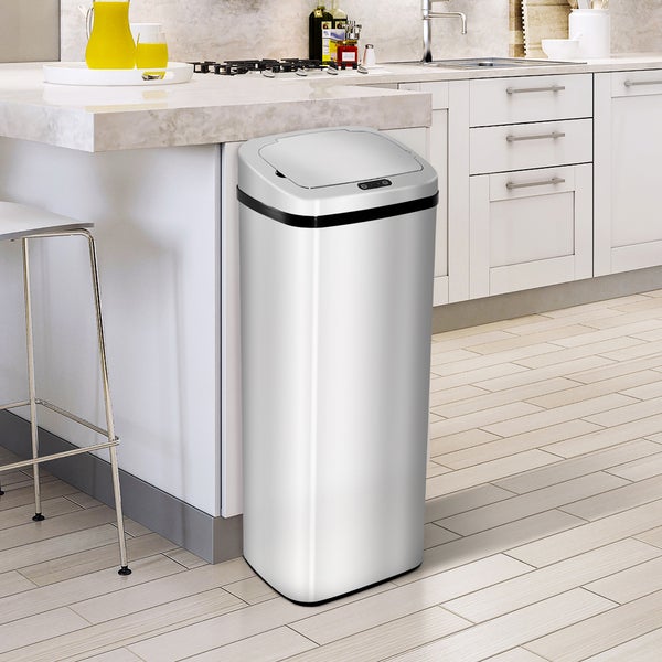 HOMCOM Mülleimer Automatik mit Sensor Abfalleimer Küche Edelstahl 50/68L Silber (50L)