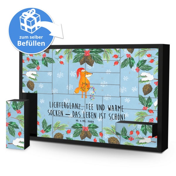 Mr. & Mrs. Panda Befüllbarer Adventskalender Fuchs Weihnachten - Blau Pastell