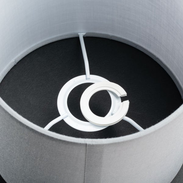 Lampenschirm (Ø 20 cm), Stoff, Höhe 16,5 cm, rund, Aufnahme für Fassung E27 E14 mm, Ersatzschirm für Hängelampen, Stehlampen, Tischlampen, Grau
