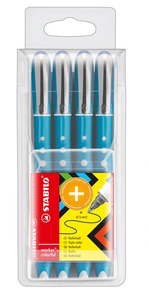 STABILO Tintenroller worker+ Medium blau 4er Set