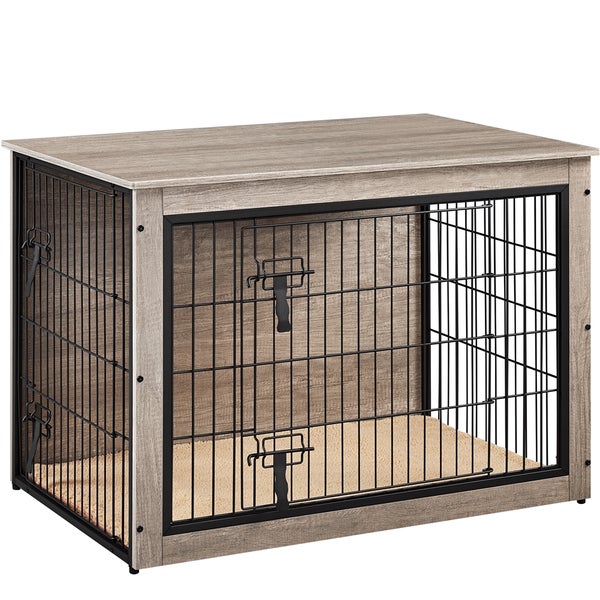 Hundebox aus Holz mit Gittertür
