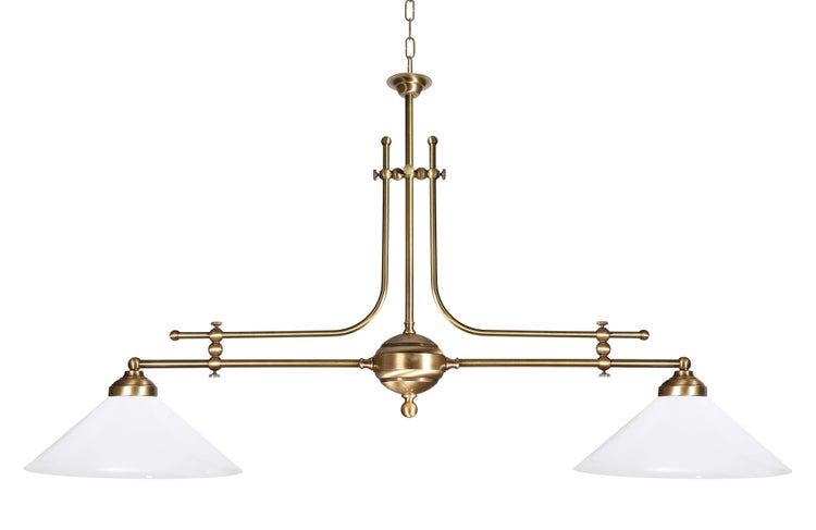 Hängeleuchte mit zwei Lampen und Kegelform