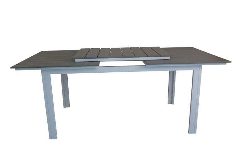 Ausziehbarer Gartentisch mit Aluminiumgestell und Tischplatte