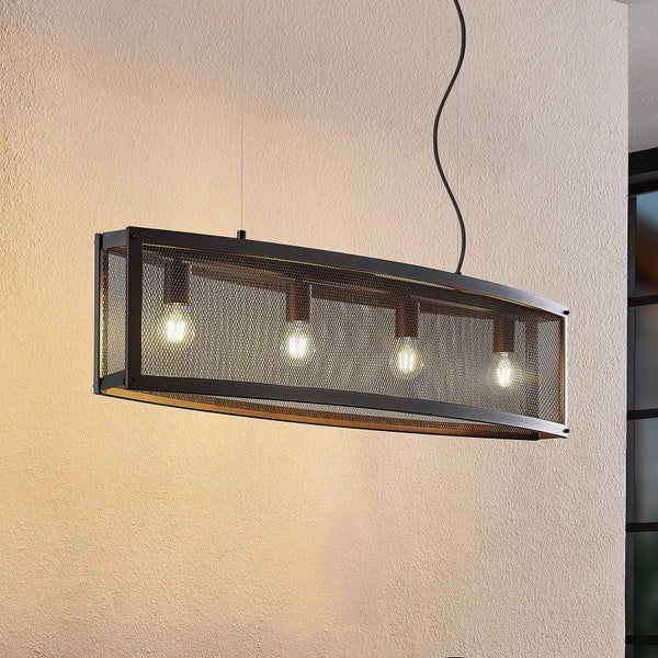 Lindby Pendelleuchte Mizgin (Landhaus, Vintage Rustikal) in Schwarz aus Metall (4 flammig E27) - Deckenlampe Esstischlampe Hängelampe Hängeleuchte Wohnzimmerleuchte