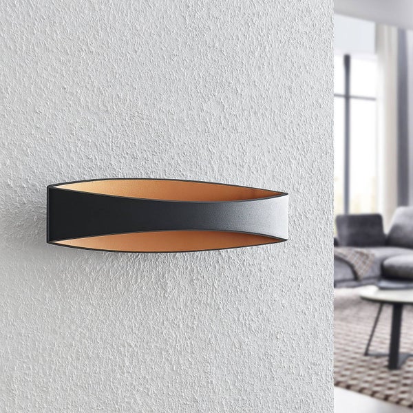 Arcchio LED Wandleuchte, Wandlampe Innen Jelle (Modern) in Schwarz aus Aluminium (1 flammig ) - Wandstrahler Wandbeleuchtung Schlafzimmer / Wohnzimmer Wohnzimmerleuchte