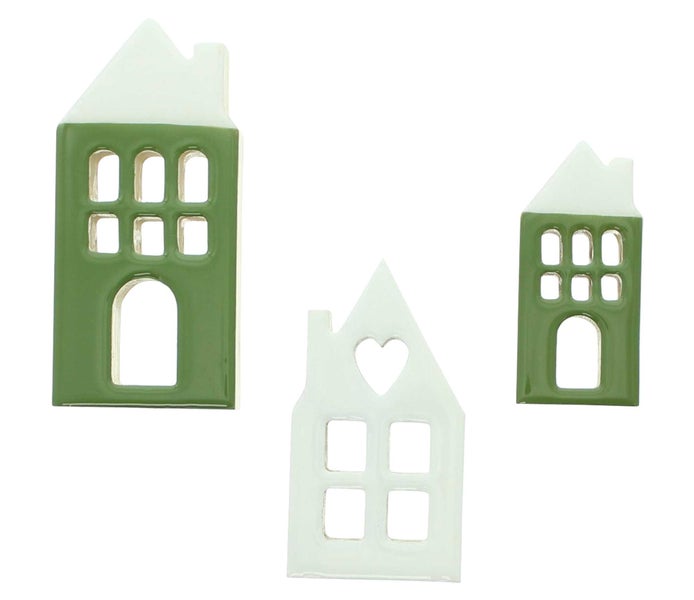 FRANK FLECHTWAREN | Dekohaus Two-Tone, 3er Set, HOLZ, 4,7 x 2,5 x 10 cm, 7 x 2,5 x 12,5 cm, 7 x 2,5 x 15 cm