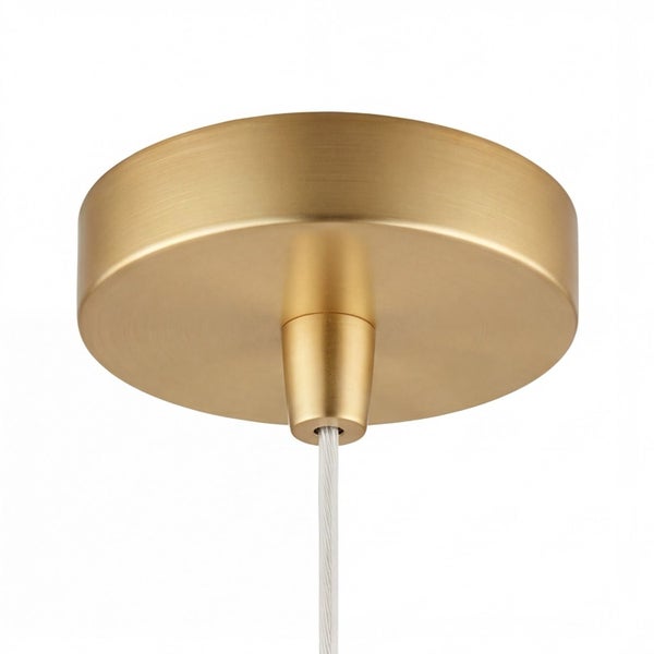 Runde Deckenrosette aus gebürstetem Metall in Messing für Pendelleuchten.