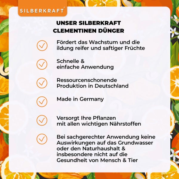 SILBERKRAFT Clementinen Dünger – Für Clementinen & Mandarinen – 1 Liter