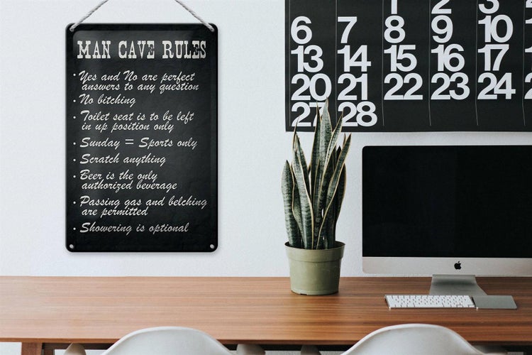 Blechschild Spruch 20x30cm man cave rules Männer Regeln