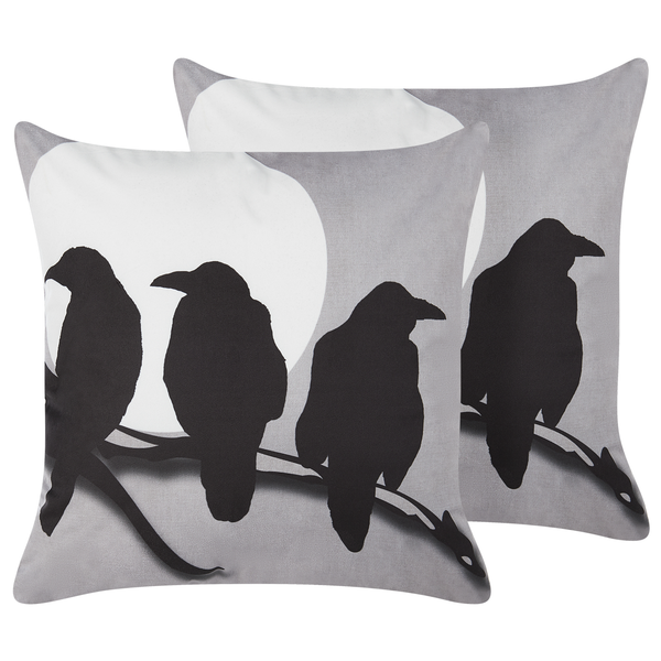 Dekokissen 2er Set ORADEA Samtstoff 45 x 45 cm Grau Tiermuster
