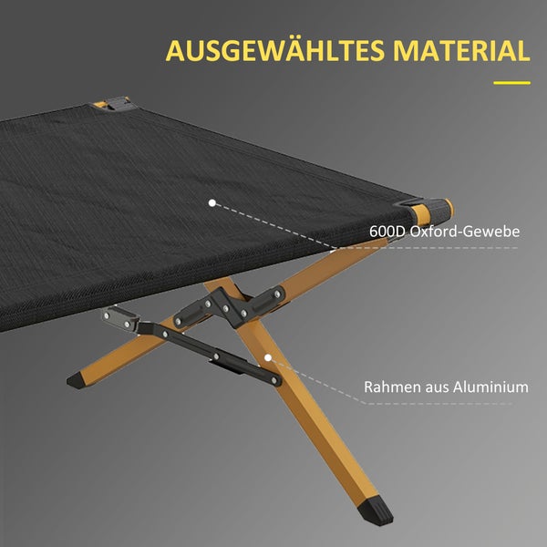 Outsunny Sonnenliege, Gartenliege, 196L x 64B x 45Hcm, Aluminium, Oxford, Schwarz