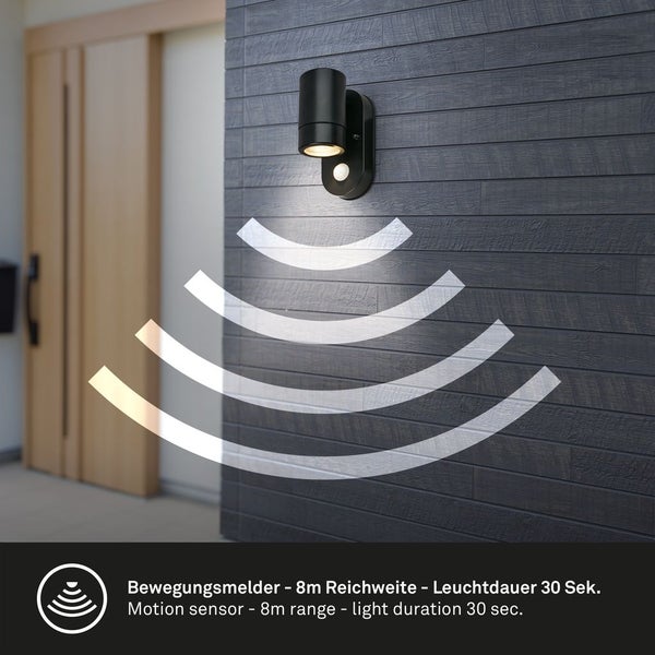 Wandlampe Außenleuchte Außenbeleuchtung Hauswand Bewegungsmelder Warmweiß