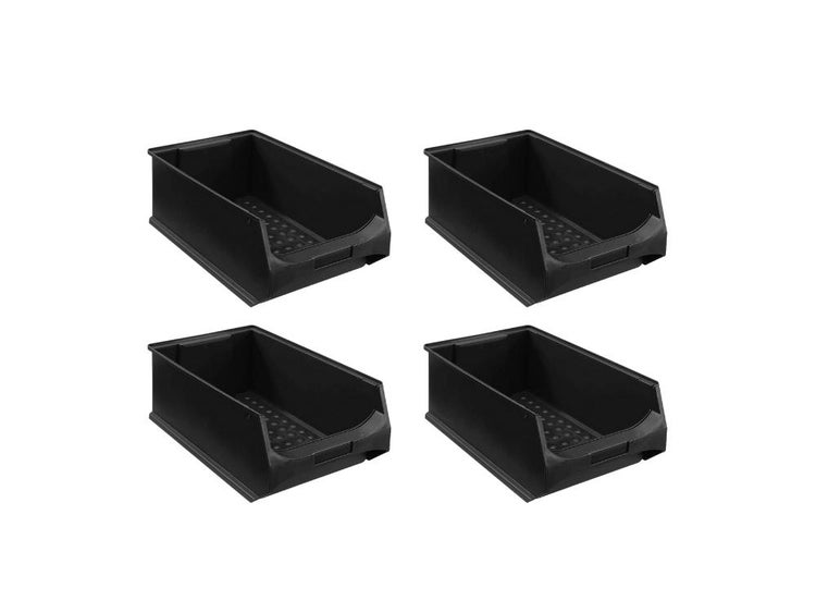 PROREGAL SuperSparSet 4x Leitfähige Sichtlagerbox 5.0 HxBxT 20 x 30 x 50 cm 21,8 Liter ESD Sichtlagerbehälter
