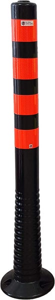 Schwarze Premium flexible überfahrbare Absperrpfosten Absperrpoller 100cm reflektierend / Flour orange / 1 Stück