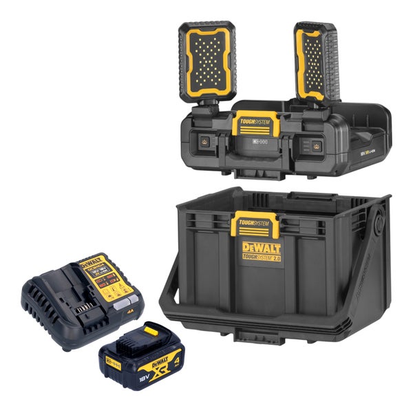 DeWalt Toughsystem Werkzeugkiste, Akku, Akkuladegerät und Arbeitsleuchte