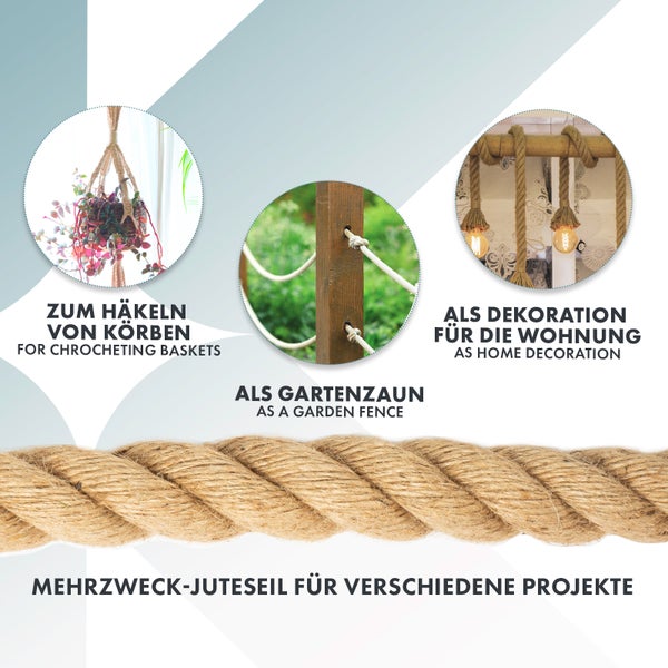 FLOORDIREKT Juteseil Ø 26 mm Kletterseil Extra Stark Universell Einsetzbar Länge 5 Meter