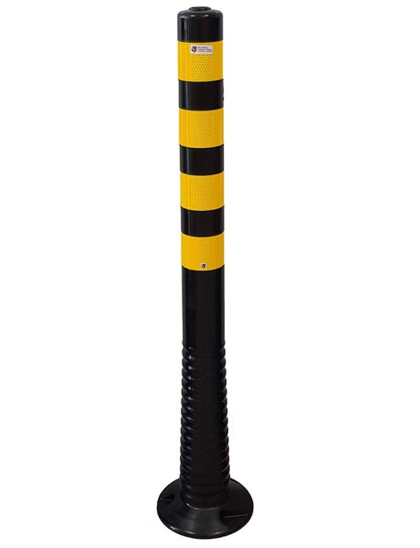 Schwarze Premium flexible überfahrbare Absperrpfosten Absperrpoller 100cm reflektierend / gelb / 1 Stück