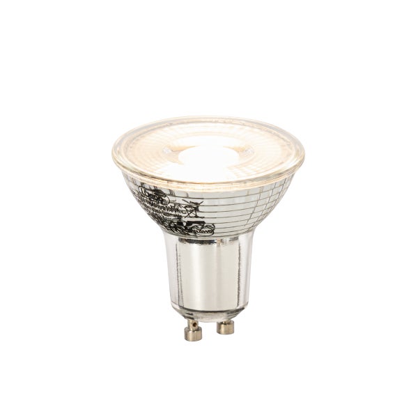 Dimmbare LED-Reflektorlampe mit GU10-Sockel und silberfarbenem Gehäuse.