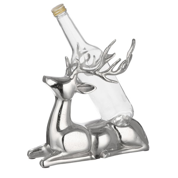 Flaschenhalter GILDE Dekoobjekt Höhe 25cm Breite 28cm silberfarben Aluminium