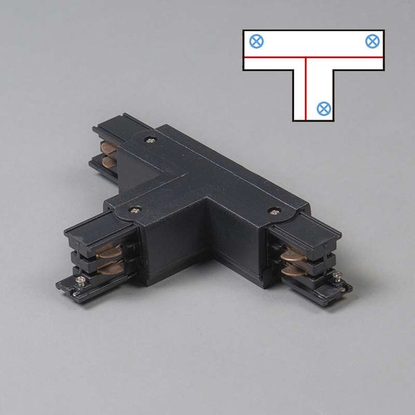 T-Verbinder für 3-Phasen Schiene schwarz oben links - 3-phasig