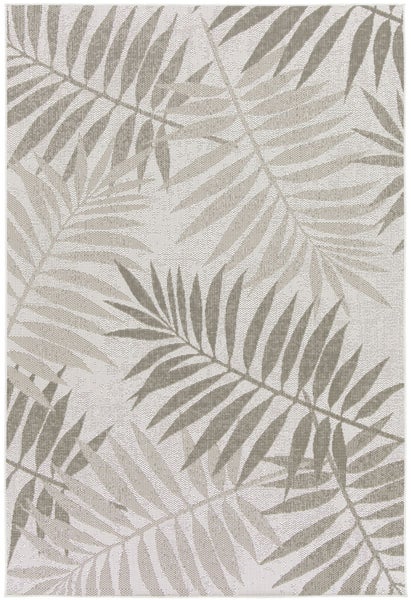Flachgewebe-Teppich mit Palmenblatt-Muster für den Innen- und Außenbereich.