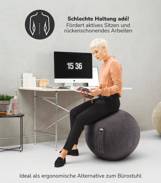 Detailansicht eines grauen Sitzsacks mit Kordbezug, der einen waschbaren Bezug, robuste Nähte und einen verdeckten Reißverschluss zeigt