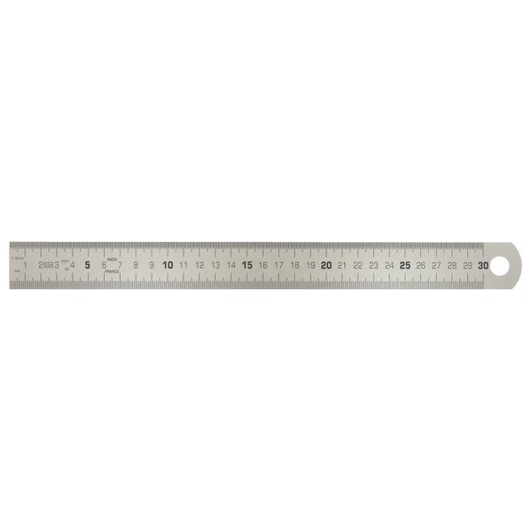 Edelstahl-Lineal mit Zentimeter- und Millimeter-Einteilung, 30 Zentimeter lang