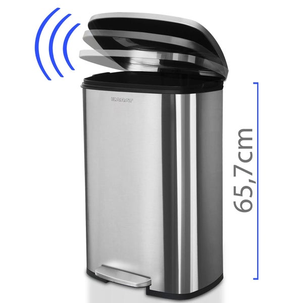 FLOORDIREKT Mülleimer Dustin - aus Edelstahl - Absenkautomatik - 50 L