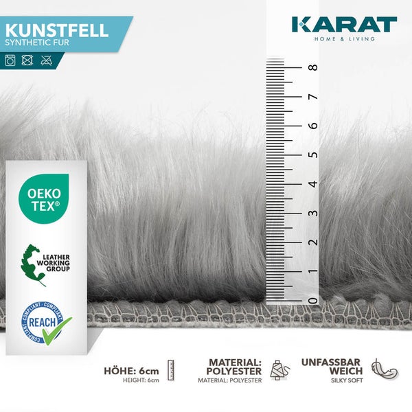 Karat Home und Living Kunstfell aus Polyester, Florhöhe 6 Zentimeter, OEKO-TEX, Leather Working Group und REACH zertifiziert.