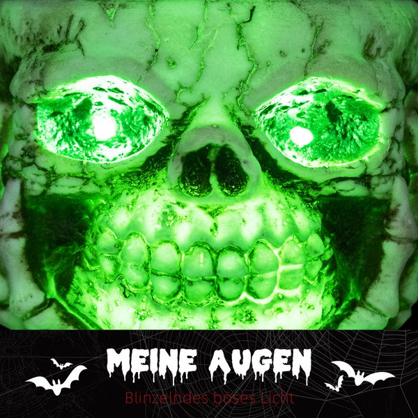 HOMCOM Halloween Dekoration Garten Skelett Decoration elektrisch Skelett-Utensilien mit Leuchtenden Augen und Furchteinflößendem Klang, Ø16cm, Edelstahl