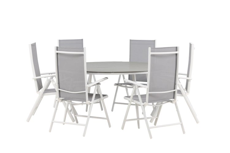 Break Gartenset Tisch 150x150cm, 6 Stühle Break, grau,grau. 150 X 74 X 150 cm