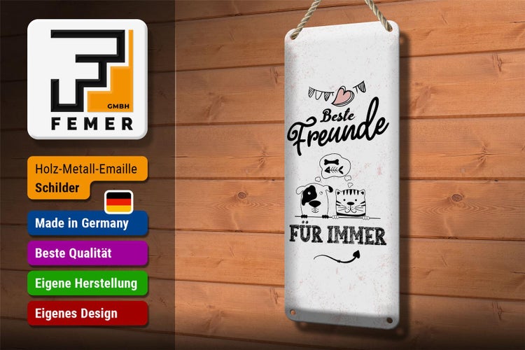 Blechschild Spruch Beste Freunde für immer 10x27cm Dekoration