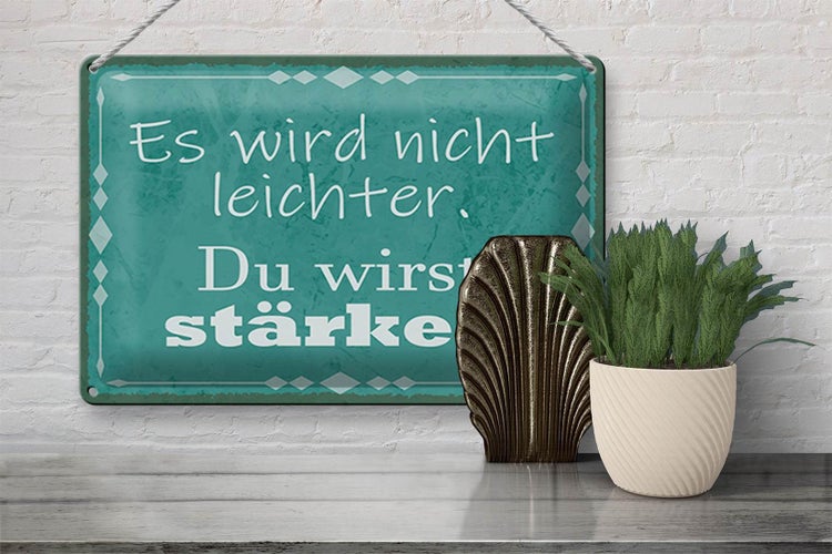 Blechschild Spruch 30x20cm wird nicht leichter Du stärker