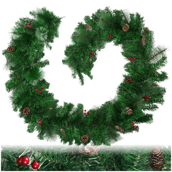 Weihnachtsbaumgirlande mit Tannenzapfen und Beeren