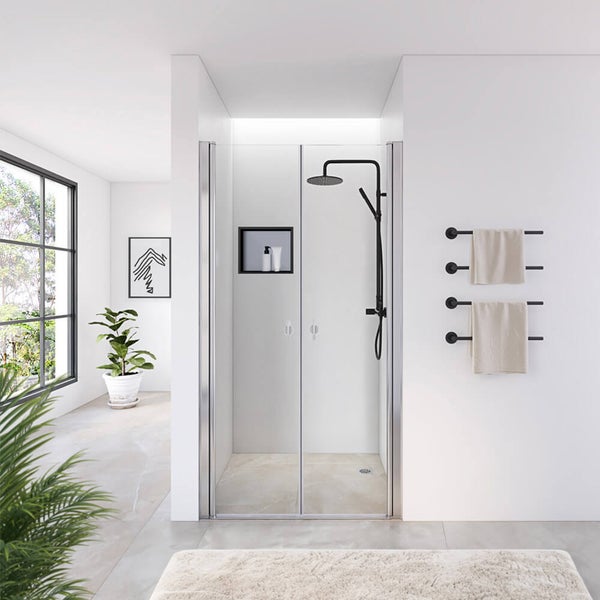 Home Deluxe - Duschabtrennung LAVEA - Klarglas - Maße: 75 x 195 cm - 6 mm nanobeschichtetes Sicherheitsglas, inkl. Scharniere und Montagematerial I - Duschtür Pendeltür Duschtrennwand Nischentür
