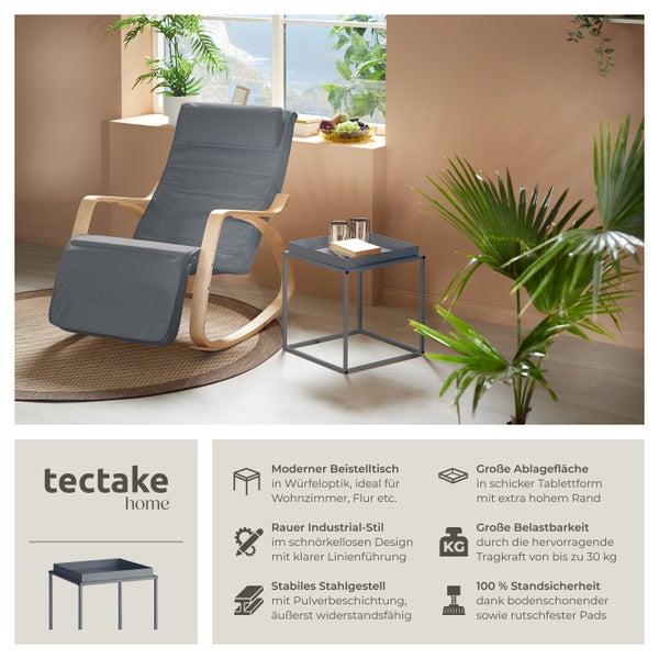 Beistelltisch tectake Cambridge 40 x 40 x 44 cm Stahl dunkelgrau