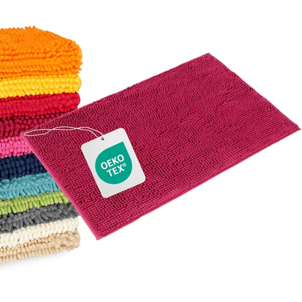 Badematte aus Mikrochenille mit Oeko-Tex Standard Zertifizierung für schadstoffgeprüfte Textilien.