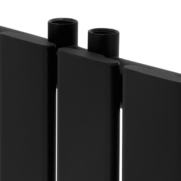 LuxeBath Designheizkörper Stella 480 x 1600 mm, Schwarz matt, Paneelheizkörper mit Mittelanschluss, Einlagig, Flach, Vertikal, Badheizkörper Röhrenheizkörper Bad Flachheizkörper Badezimmer Wandheizung