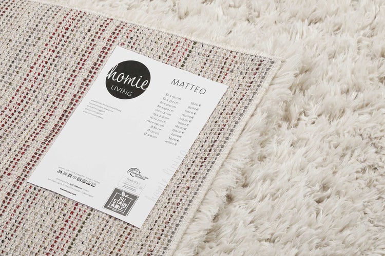 Nachhaltiger Teppich Creme Beige soft & weich Matteo Homie Living 80x400 cm