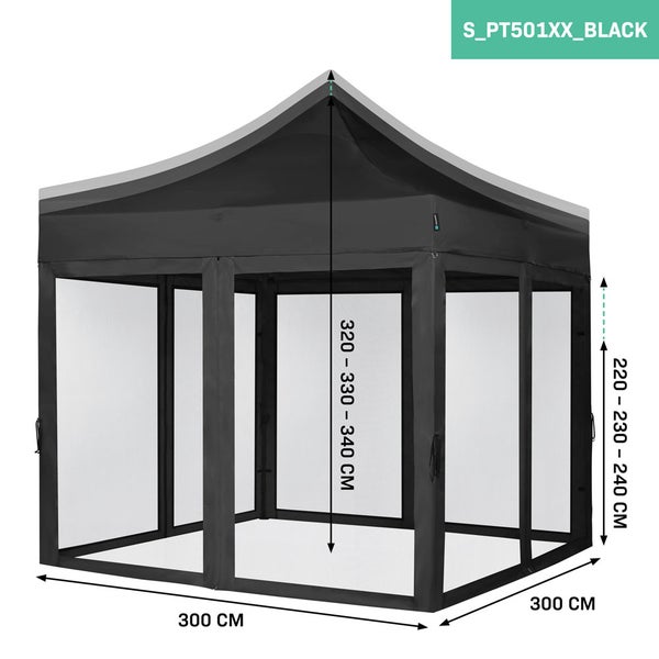 VONROC Pavillon 3x3m wasserdicht stabil - Partyzelt EasyUp System [3Min Aufbau] Popup Faltpavillon modular erweiterbar als Festival Zelt, Gartenpavillon