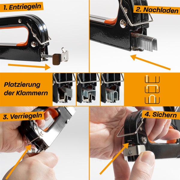 Hinrichs Handtacker im Koffer mit Klammern und Nägeln