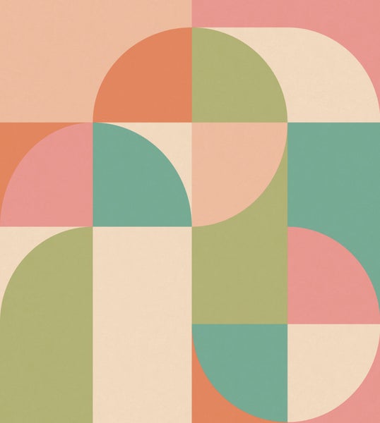 Geometrisches Muster mit Halbkreisen und Quadraten