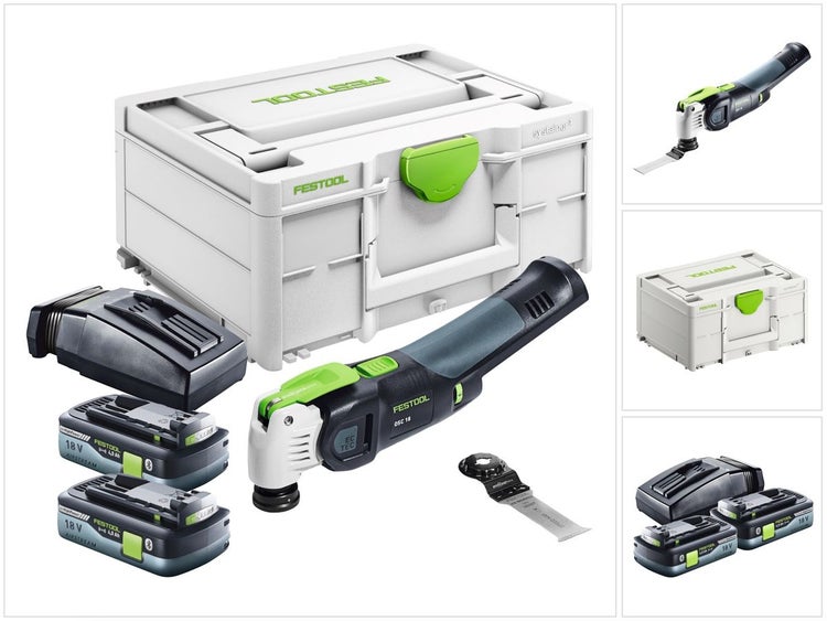 Festool VECTURO OSC 18 E-Basic Akku Oszillierer 18 V Starlock Max Brushless + 2x Akku 4,0 Ah + Ladegerät + Systainer