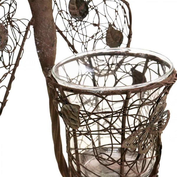 Dekorativer Pflanzenhalter aus Metalldraht mit Glaseinsatz