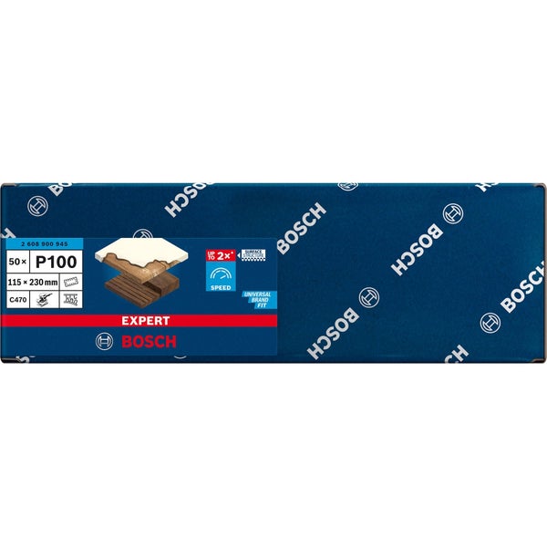 Bosch 50x Expert C470 Schleifpapier mit 14 Löchern für Schwingschleifer 115 x 230 mm G 100 - 2608900945