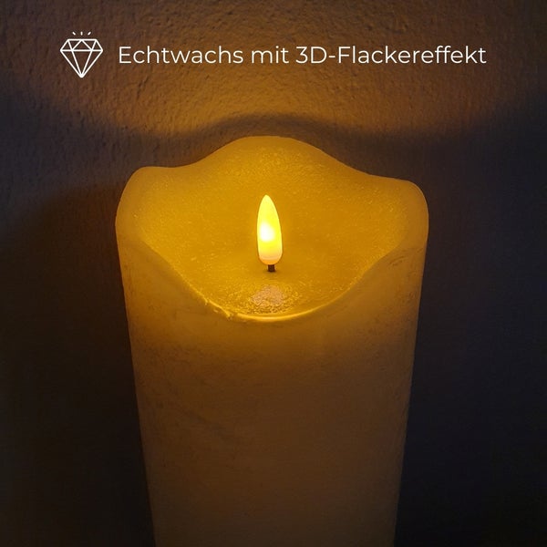Dekorative LED Kerze aus Wachs mit Flackerlicht
