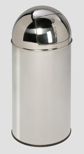 PROREGAL Klassischer Abfallsammler Mit Einwurfklappe Inneneinsatz 35 Liter HxBxT 74 x 35 x 35 cm Edelstahl Poliert