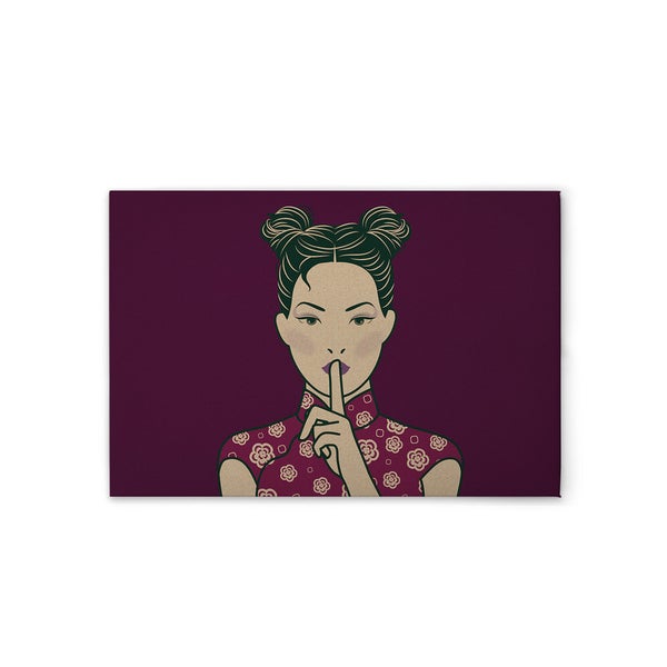 Dekoratives Wandbild mit Frau, die Stille signalisiert