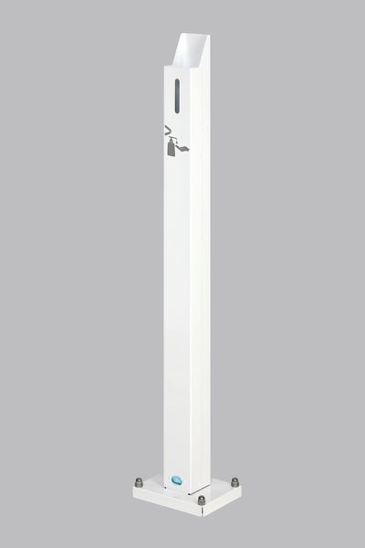 PROREGAL Robuster Handdesinfektionsspender Ohne Spender Bodenmontage HxBxT 120 x 18 x 23 cm Verzinkter Stahl Weiß